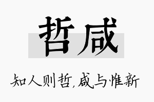 哲咸名字的寓意及含义