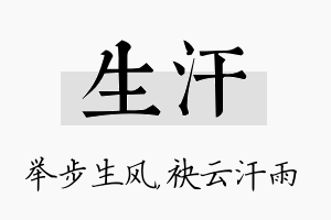 生汗名字的寓意及含义