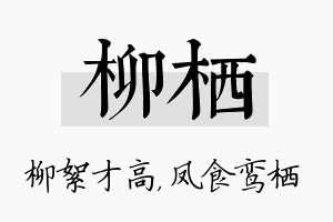 柳栖名字的寓意及含义