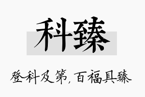 科臻名字的寓意及含义