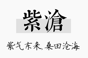 紫沧名字的寓意及含义