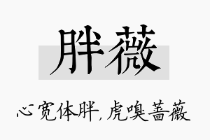 胖薇名字的寓意及含义