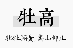 牡高名字的寓意及含义