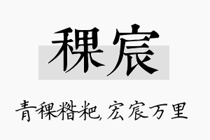 稞宸名字的寓意及含义