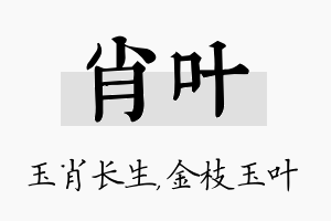 肖叶名字的寓意及含义