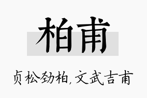 柏甫名字的寓意及含义