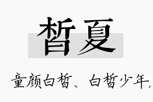 皙夏名字的寓意及含义