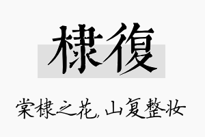 棣复名字的寓意及含义