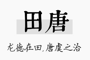 田唐名字的寓意及含义