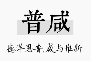 普咸名字的寓意及含义