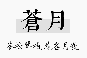 苍月名字的寓意及含义