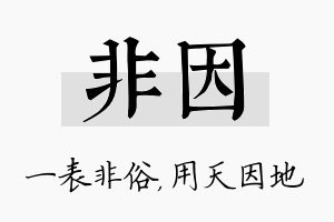 非因名字的寓意及含义