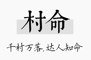 村命名字的寓意及含义