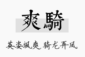 爽骑名字的寓意及含义