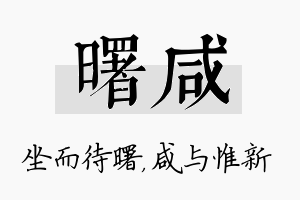 曙咸名字的寓意及含义