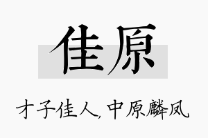 佳原名字的寓意及含义