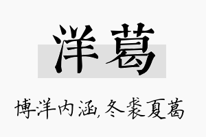 洋葛名字的寓意及含义