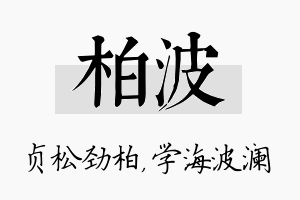 柏波名字的寓意及含义