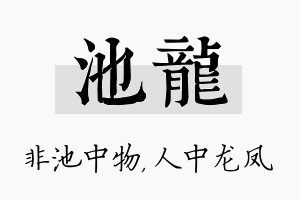 池龙名字的寓意及含义