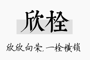 欣栓名字的寓意及含义