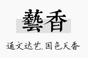 艺香名字的寓意及含义