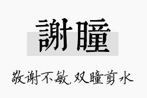 谢瞳名字的寓意及含义