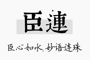 臣连名字的寓意及含义