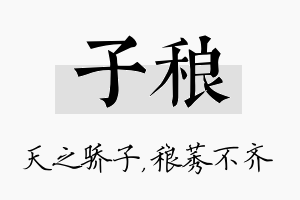 子稂名字的寓意及含义