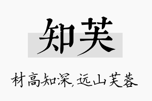 知芙名字的寓意及含义