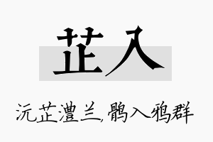 芷入名字的寓意及含义