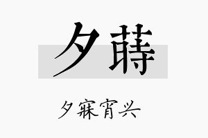 夕莳名字的寓意及含义