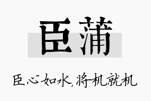 臣蒲名字的寓意及含义