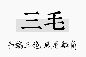 三毛名字的寓意及含义