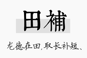 田补名字的寓意及含义