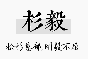 杉毅名字的寓意及含义