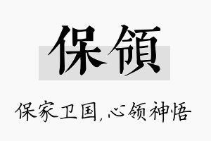 保领名字的寓意及含义