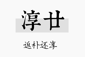 淳廿名字的寓意及含义