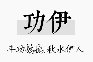 功伊名字的寓意及含义