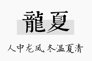 龙夏名字的寓意及含义