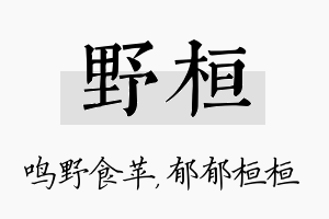 野桓名字的寓意及含义