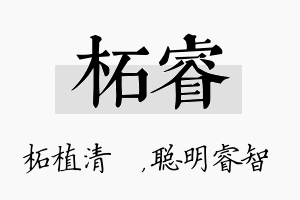 柘睿名字的寓意及含义