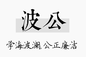 波公名字的寓意及含义