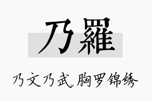 乃罗名字的寓意及含义