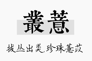 丛薏名字的寓意及含义