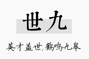 世九名字的寓意及含义