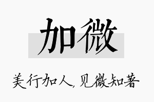 加微名字的寓意及含义