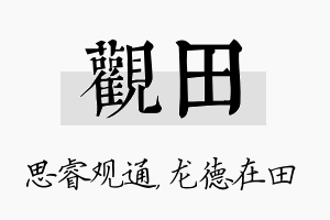 观田名字的寓意及含义