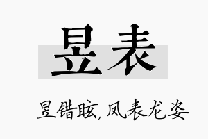 昱表名字的寓意及含义