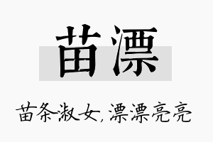 苗漂名字的寓意及含义