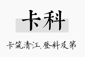 卡科名字的寓意及含义